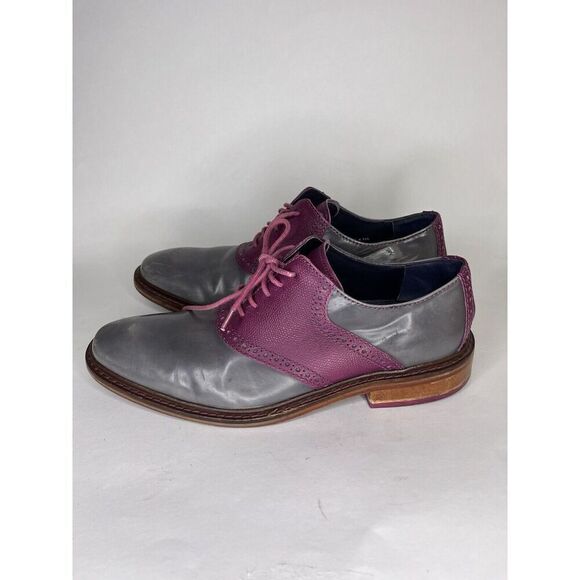 Cole Haan Gray Patent Leather Purple Pebbled Oxfords Shoes Men Sz 9M US/42EU - Picture 11 of 11